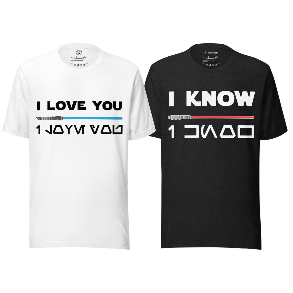 I Love You...I Know shirts, Star Wars inspired shirt, Han Solo, Princess Leia